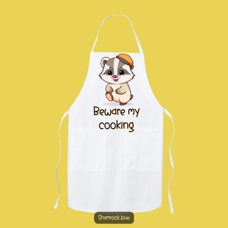 Funny Badger Cap Grin Apron: Kitchen Mischief & Playful Style Gift