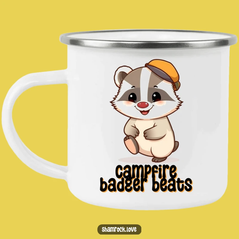 Funny Badger Cap Grin Camping Mug: Adventure-Ready & Mischievous Gift