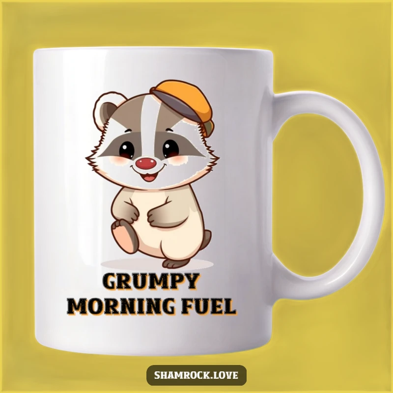 Funny Badger Cap Grin Mug: Mischievous & Cheerful Badger Gift
