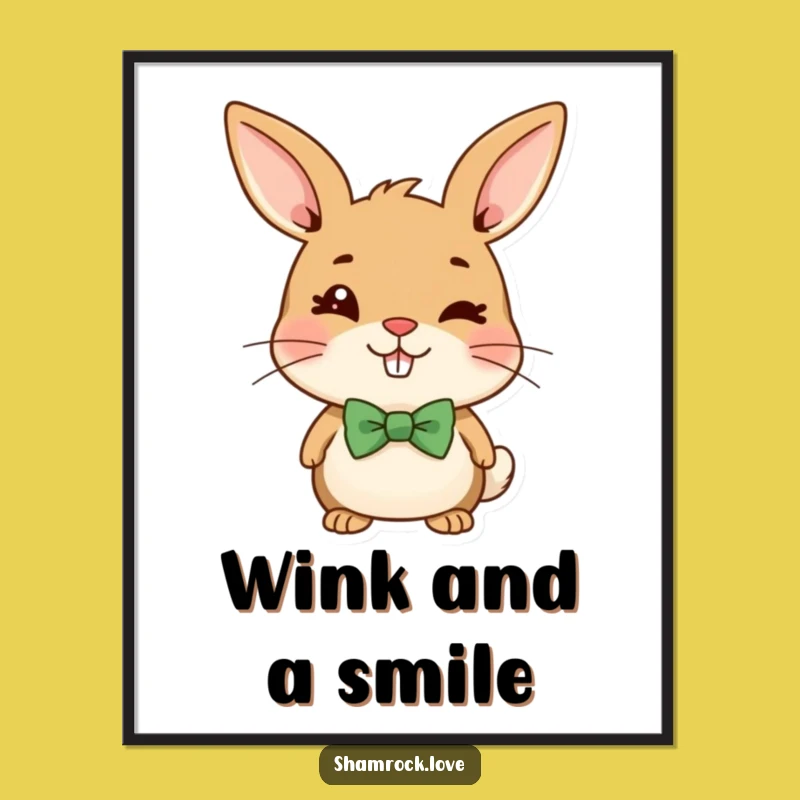 Funny Bunny Bow Tie Wink Digital Art: Printable Mischief & Cheer Gift