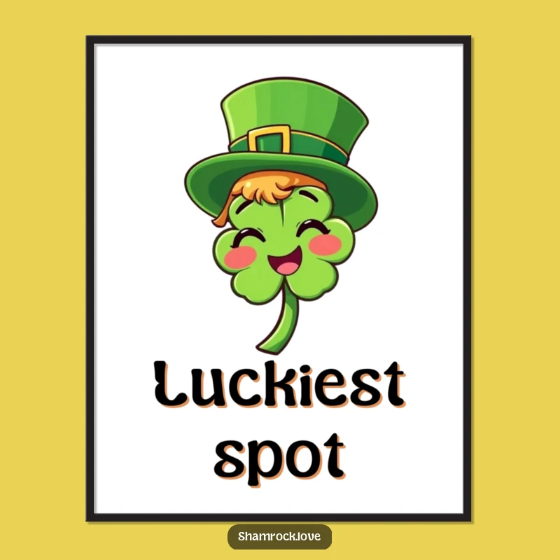 Funny Leprechaun Shamrock Digital Art - Playful St. Patrick's Print
