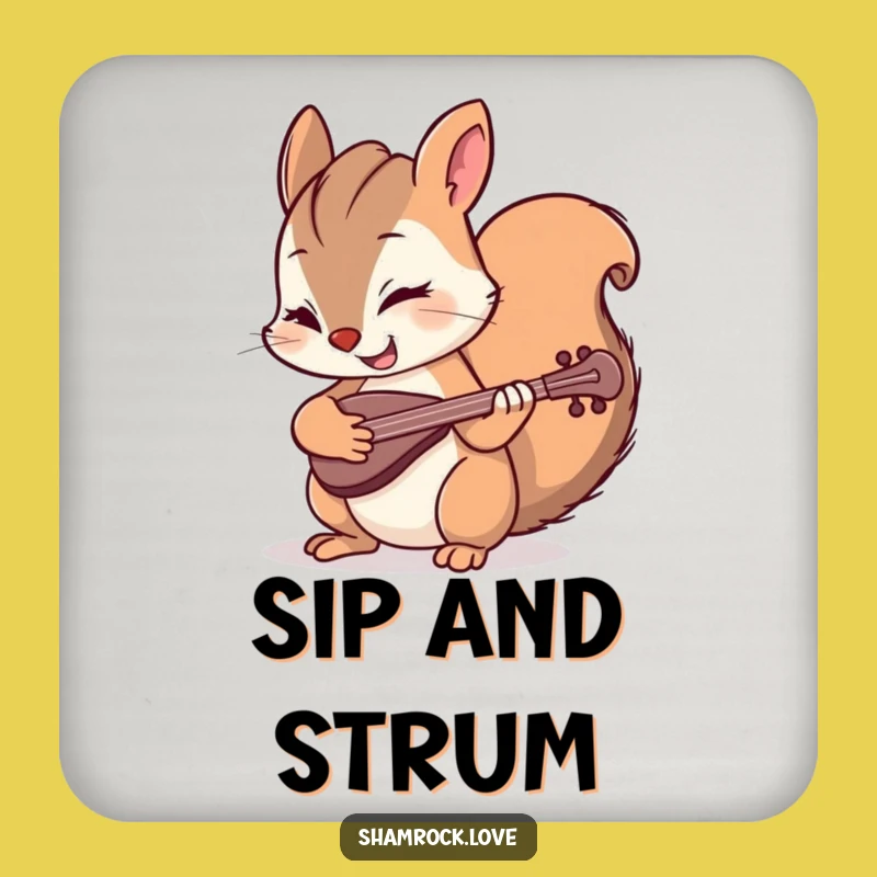 Funny Squirrel Fiddle Coaster - Protect Surfaces with Musical Charm