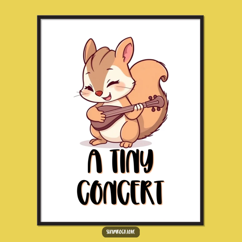 Funny Squirrel Fiddle Poster - Whimsical Wall Art for Music Lovers