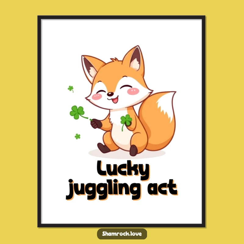 Funny Fox Shamrock Poster - Joyful Wall Art for a Lucky Vibe