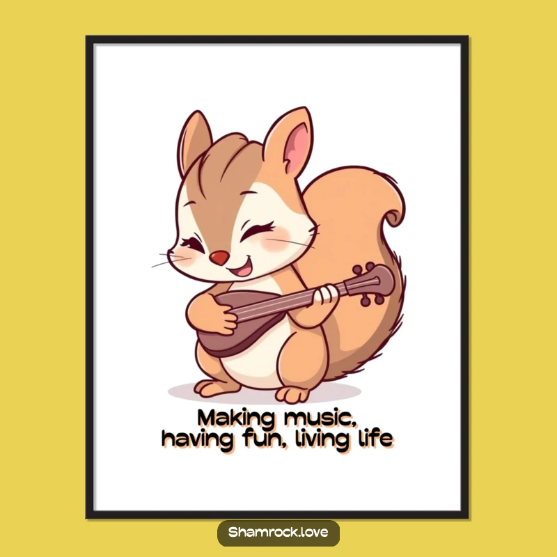 Free Printable Wall Art: Mischievous Squirrel Fiddler - Quirky Downloadable Art for a Laugh