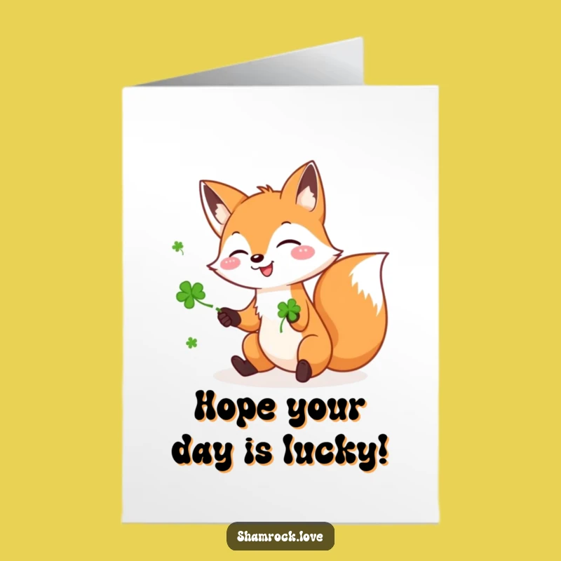 Free Printable Funny Birthday Card: Juggling Fox Luck - Humorous Downloadable for a Lucky Day