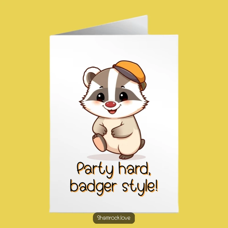 Free Printable Birthday Card: Badger Cap Tap Funny Downloadable Gift