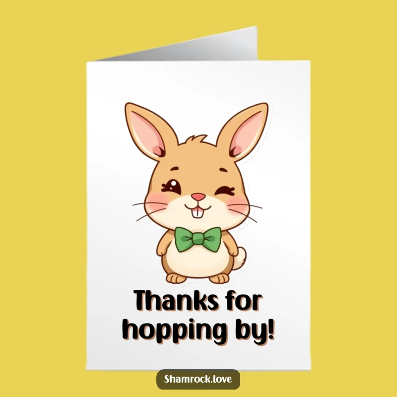 Free Printable Thank You Card: Mischievous Bunny Bow Tie Wink Funny Downloadable Gift