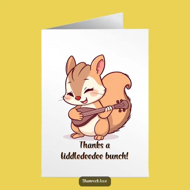 Free Printable Thank You Card: Winking Squirrel Fiddler - Downloadable Gratitude with Humor