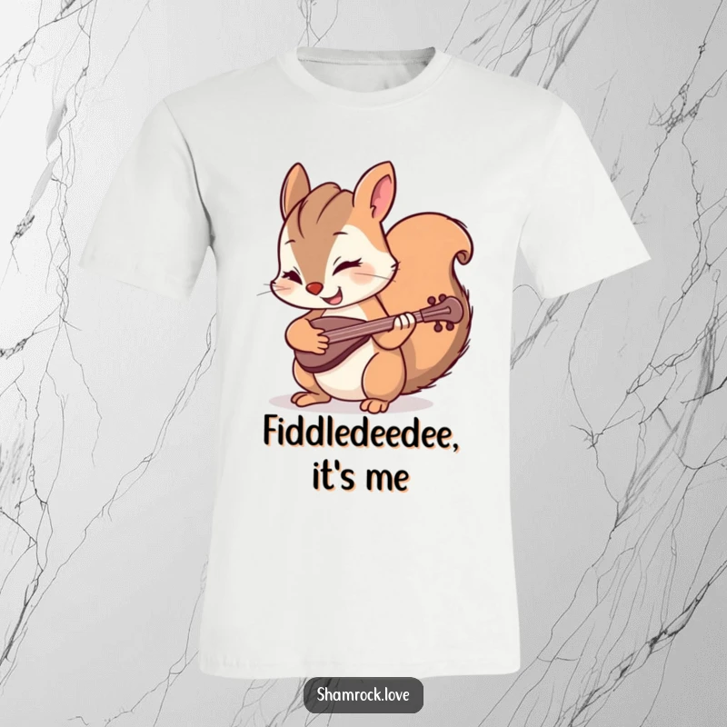 Funny t-shirt showcasing a mischievous squirrel winking while expertly playing a tiny fiddle, a perfect depiction of sassy musical talent.