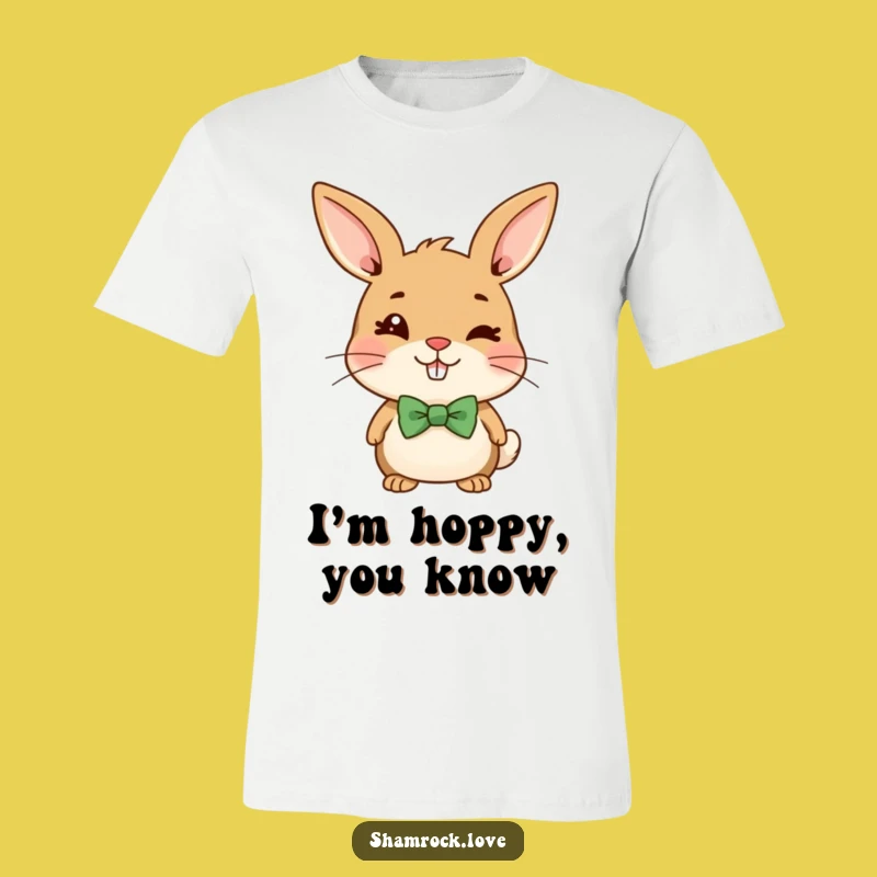 Funny Bunny Bow Tie Wink Tee: Cheerful & Mischievous Graphic T-Shirt Gift